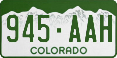 CO license plate 945AAH