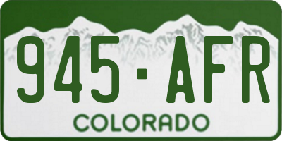 CO license plate 945AFR