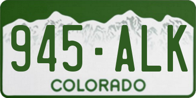 CO license plate 945ALK