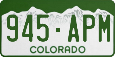 CO license plate 945APM