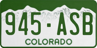 CO license plate 945ASB