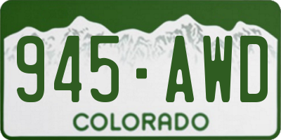 CO license plate 945AWD
