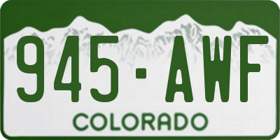 CO license plate 945AWF