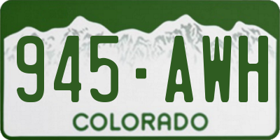 CO license plate 945AWH
