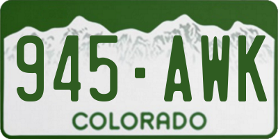 CO license plate 945AWK