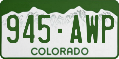 CO license plate 945AWP