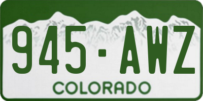 CO license plate 945AWZ