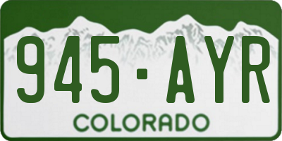 CO license plate 945AYR