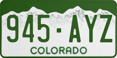 CO license plate 945AYZ