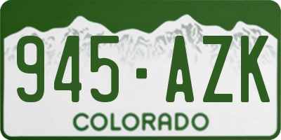 CO license plate 945AZK