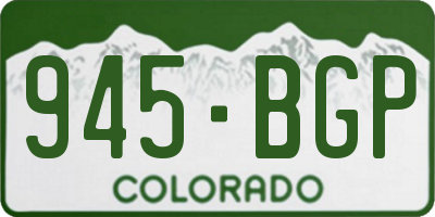 CO license plate 945BGP