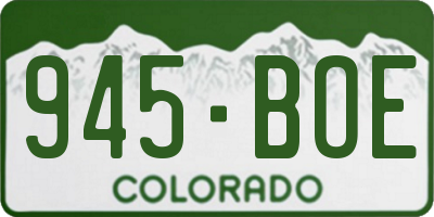 CO license plate 945BOE
