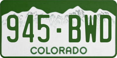 CO license plate 945BWD