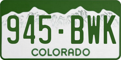 CO license plate 945BWK