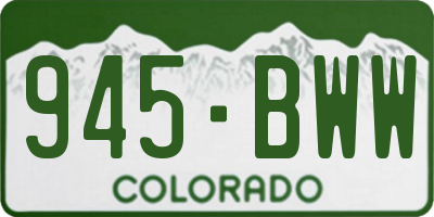 CO license plate 945BWW