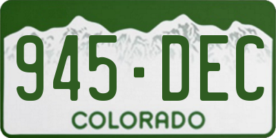 CO license plate 945DEC