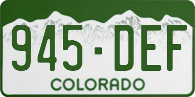 CO license plate 945DEF