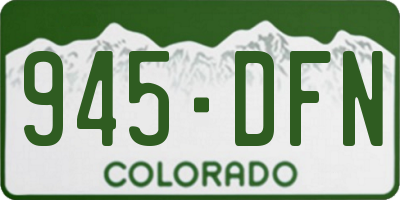 CO license plate 945DFN