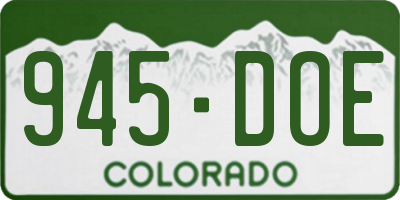 CO license plate 945DOE