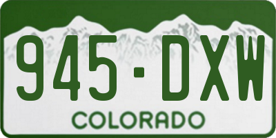 CO license plate 945DXW