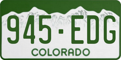 CO license plate 945EDG