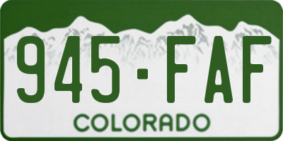 CO license plate 945FAF