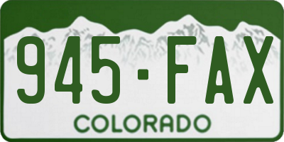 CO license plate 945FAX