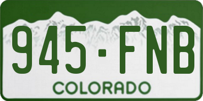 CO license plate 945FNB