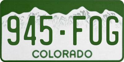 CO license plate 945FOG