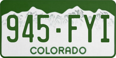 CO license plate 945FYI