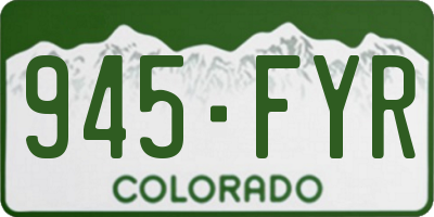 CO license plate 945FYR