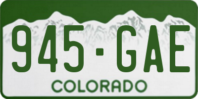 CO license plate 945GAE