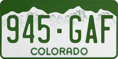 CO license plate 945GAF