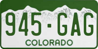 CO license plate 945GAG