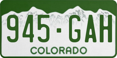 CO license plate 945GAH