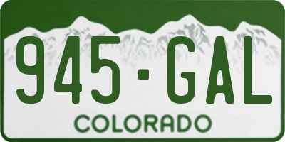 CO license plate 945GAL