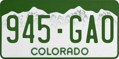 CO license plate 945GAO