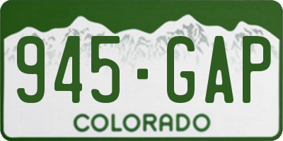 CO license plate 945GAP