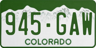 CO license plate 945GAW