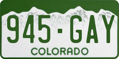 CO license plate 945GAY
