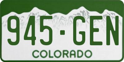 CO license plate 945GEN