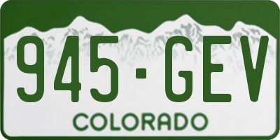 CO license plate 945GEV