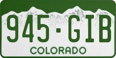 CO license plate 945GIB