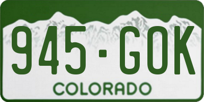 CO license plate 945GOK