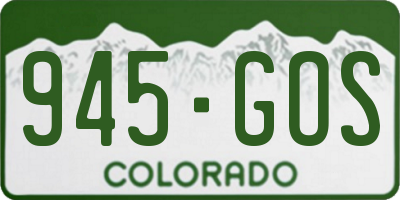 CO license plate 945GOS