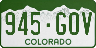 CO license plate 945GOV
