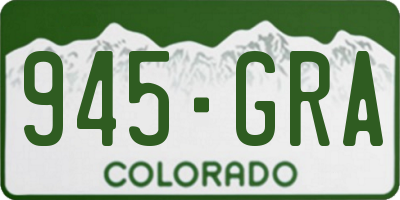 CO license plate 945GRA