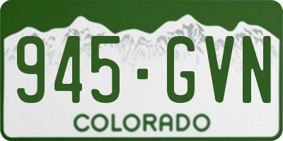 CO license plate 945GVN