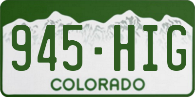 CO license plate 945HIG