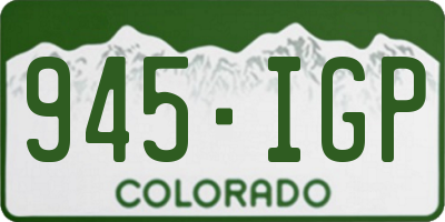 CO license plate 945IGP